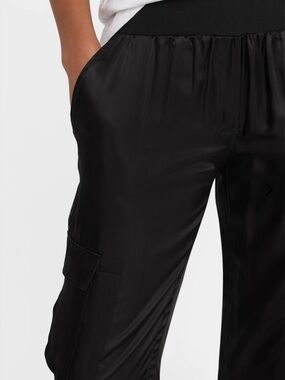 Cinq à Sept Black Satin Jogger Pants Tous Les Jours Giles Small